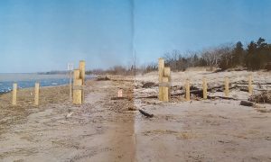 Using 8" cedar posts to enhance the existing nautical theme at the waters edge.